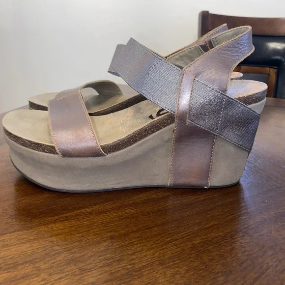 OTBT Sandals Womens 10 M Bushnell Casual Open Toe Wedge Slingback Brown-Neutral - Picture 4 of 13